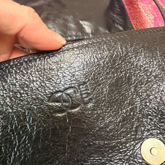 Handmade, hand painted Quebec made leather purse. One of a kind - Picture 2 of 4